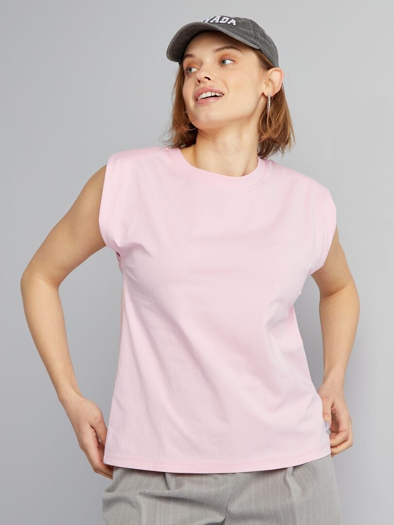Camiseta com ombreiras - rosa