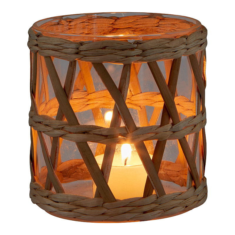 Hem Ljusstake 10x10 cm glas/bast