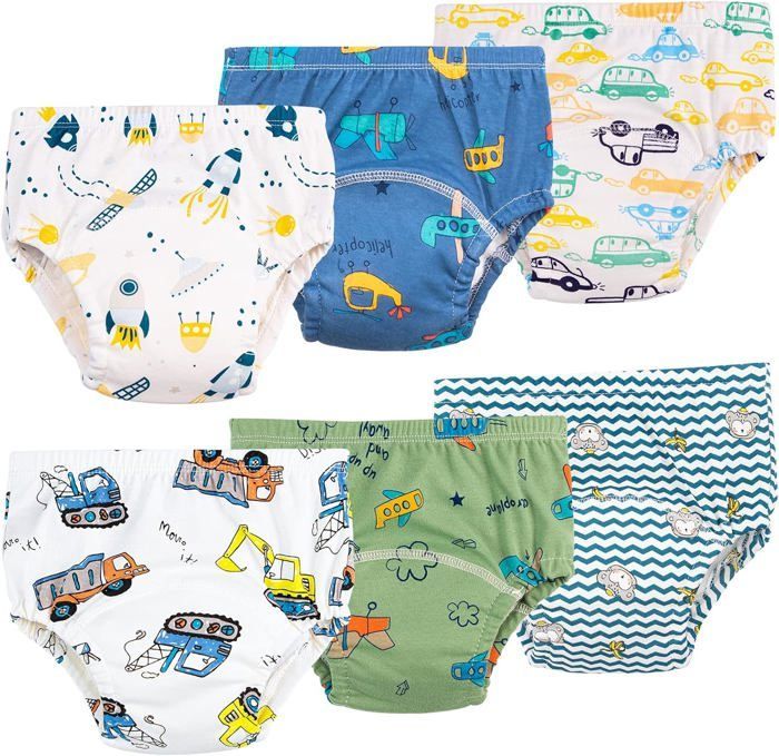 Culotte Apprentissage Propreté Fille Garcon，Lot De 6 Coton Rembourrées Pour Bébé Propreté Enfant Doux Lavable, 2-6 Ans