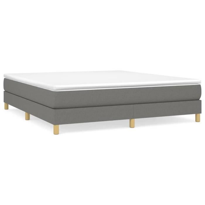 Base de cama de láminas - QIILU - HAJ7551572795458 - 180x200 cm - Tela gris oscuro - 2 plazas