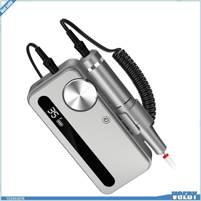 Ashata 2-in-1 Electric Nail Grinder, Rechargeable, Professional, Wireless, for Manicures, Gray