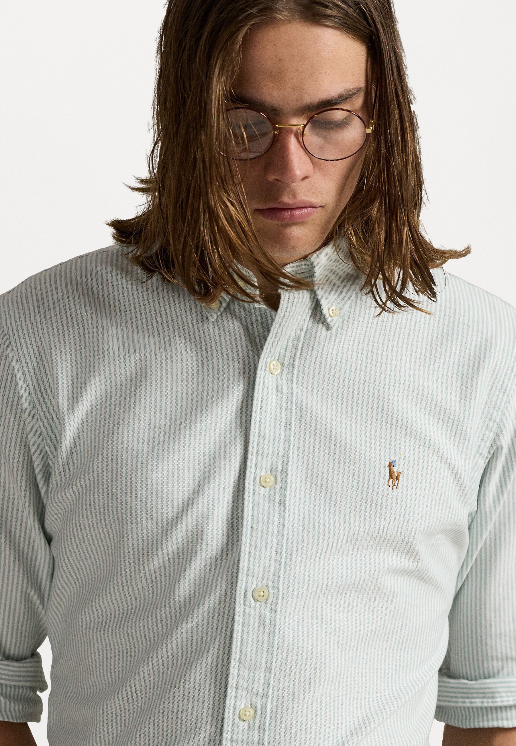 Chemise Oxford rayée coupe personnalisée Polo Ralph Lauren - Coloris lovat/blanc