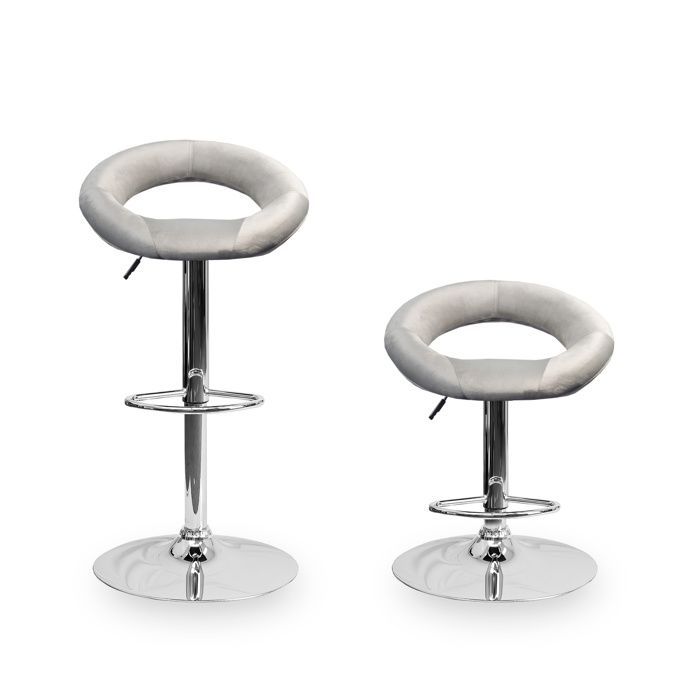 Aga Tabouret de bar gris, hauteur réglable, assisse rembourrée, dossier en forme d'anneau, MR2043