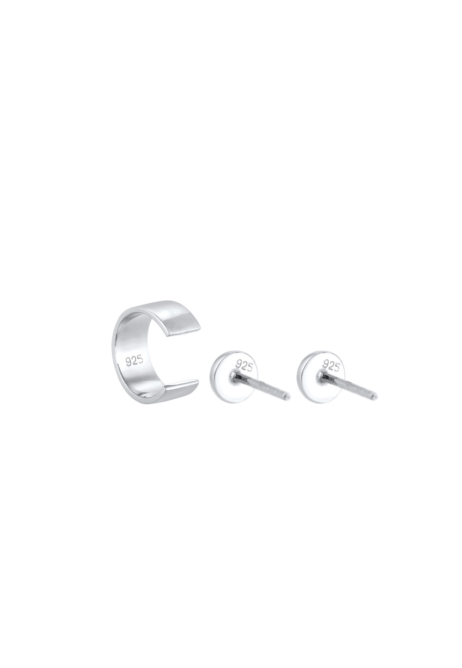 Elli Set Earcuff Basic Minimal Géo Clous d'Oreille Femme - (925/1000) Argent