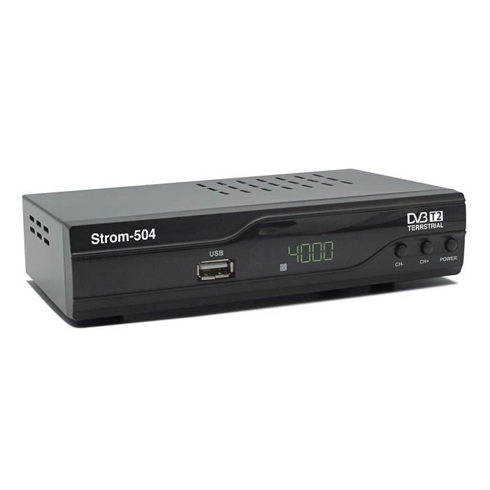 Strom 504 Full HD DVB-T2 Digital Terrestrial Receiver - HEVC264 Compatible - (HDMI, SCART, USB, Digital Plus) Black