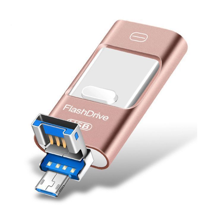 4-in-1 USB Flash Drive - NAMOTU - 128GB - Type-C, USB, Lightning - Rose Gold - Compact and Portable