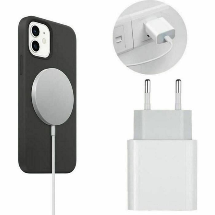 Cargador inalámbrico - Compatible con MagSafe - iPhone 14/13/12/11 - Carga rápida - USB-C - Blanco