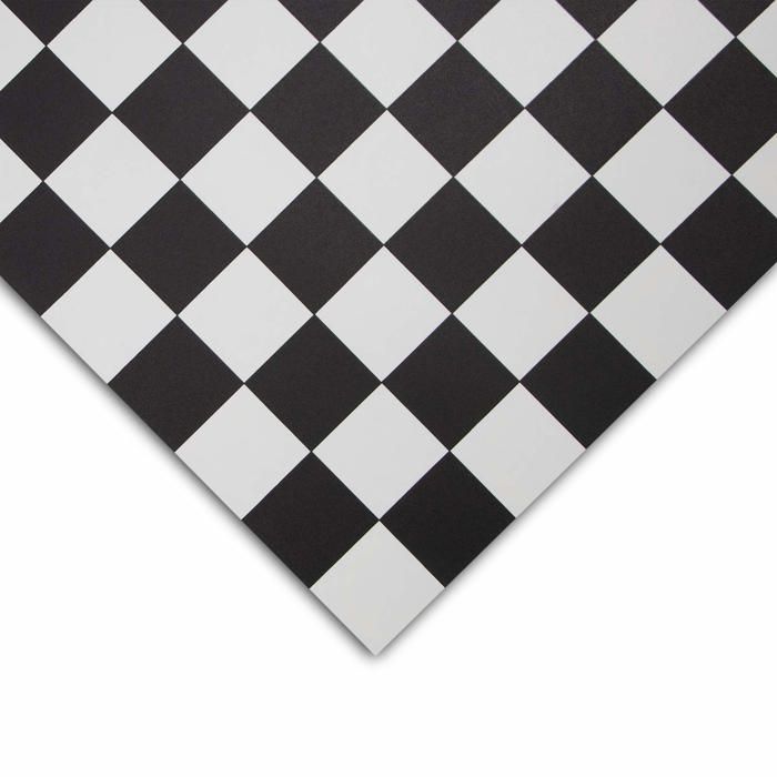 Atlantic Damier noir et blanc, Revêtement de sol en PVC extra résistant à l'abrasion, 100 x 200 cm