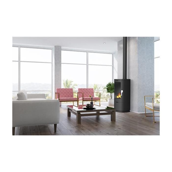 Estufa de leña de hierro fundido Supra de 11,5 kW, color negro Masonite - FR9016180B