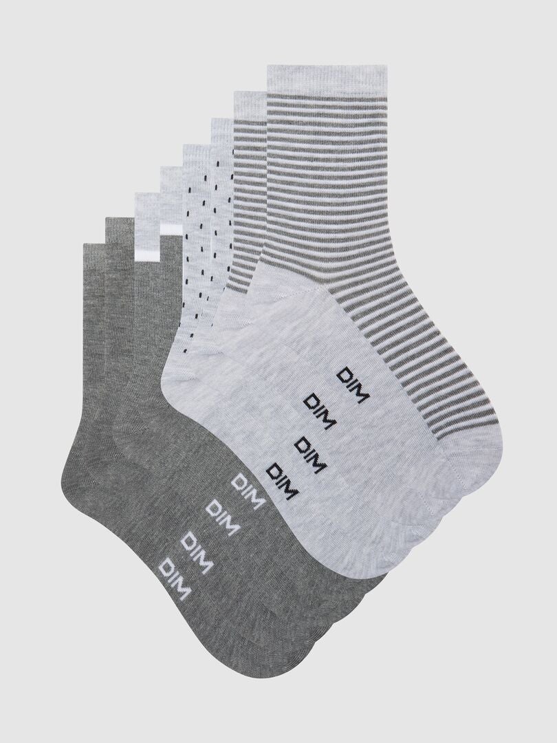 Conjunto de 4 pares de meias 'DIM' - CINZA