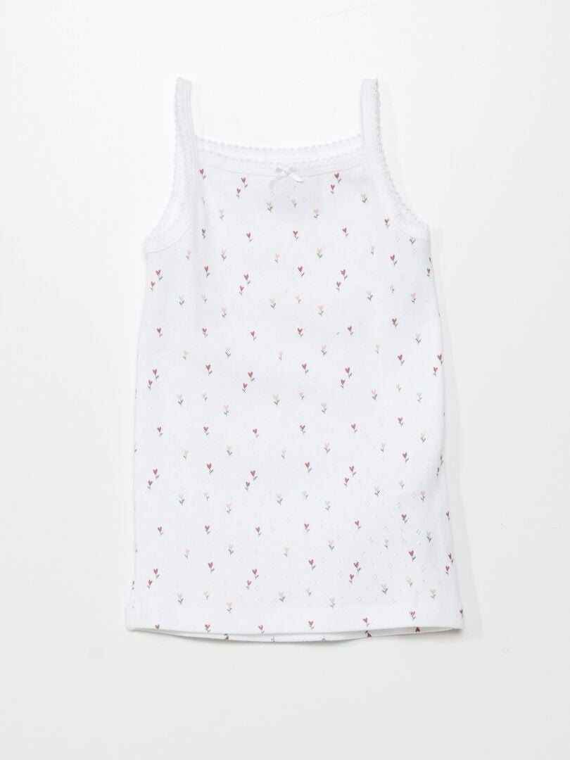Set van 3 Pointelle gebreide tanktops - WIT