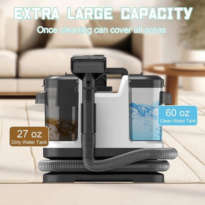 Lavamoquette portatile da 500 W, potente pulitore da 12 kPa per tappeti, divani, tende e tessuti, leggero e compatto (3,5 kg), serbatoio dell'acqua.