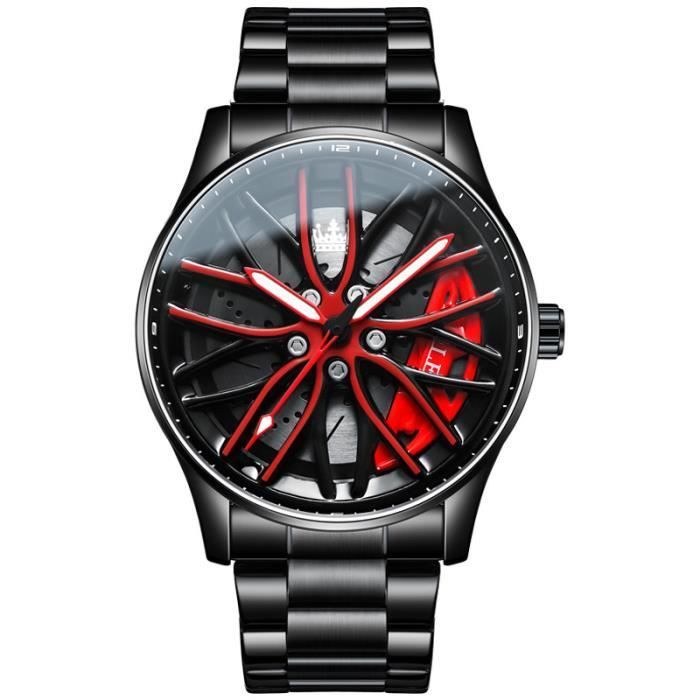 Reloj SHARPHY para hombre con esfera giratoria personalizada, elegante esfera esqueletizada negra, resistente al agua, brazalete clásico de acero.