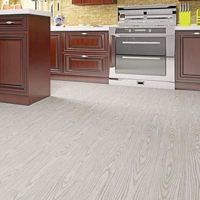 16 baldosas de PVC para suelo, adhesivas, para cocina, 90x15cm, lavables, blancas, para baño, suelo de parquet, adhesivas, 16 baldosas, suelo de PVC