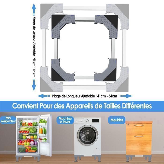 Washing Machine Support, BYONDSELF®, Adjustable Washing Machine Base, 41-64 CM, Suitable for Washing Machines and Dryers