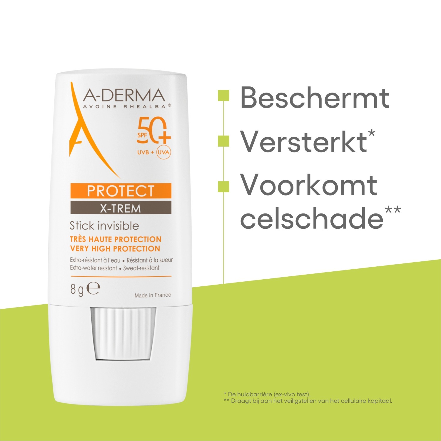 A-DERMA apsauginis pieštukas nuo saulės „Protect X-TREM Invisible SPF50+“ – 8 g