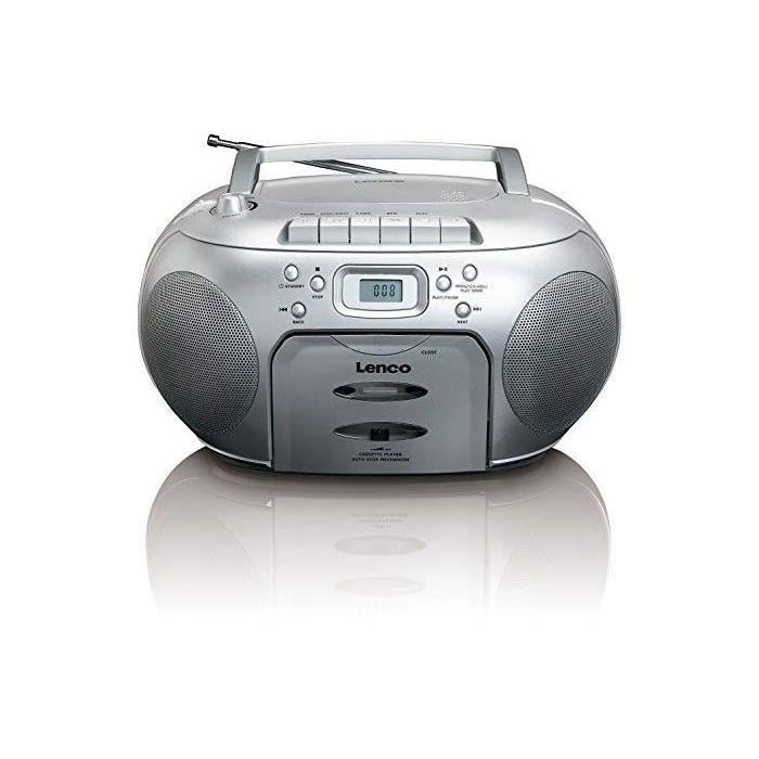 Lenco SCD-420SI - Lecteur CD/radio FM stéréo portable - Argent