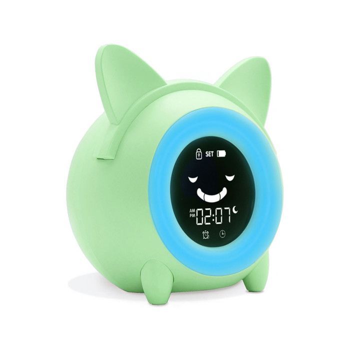 Mady educational alarm clock with facial expressions, lights, nightlight, and music