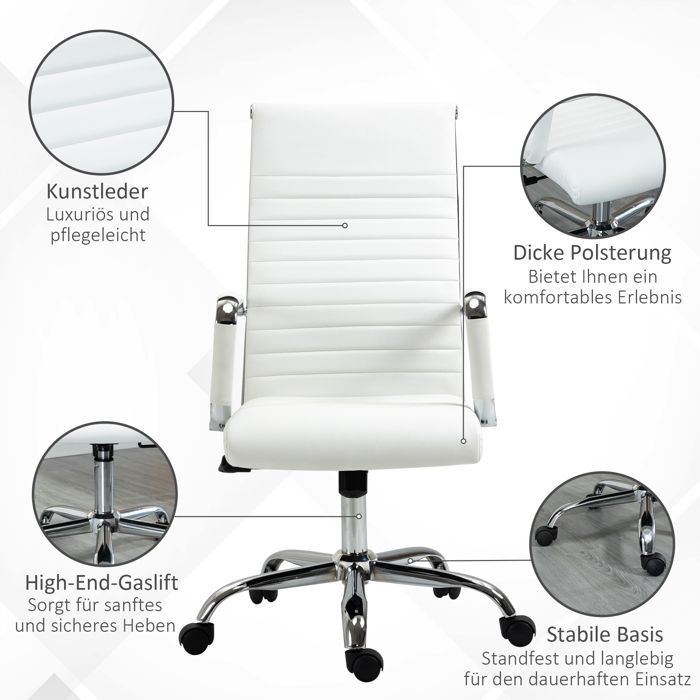 Silla de oficina - BLOSSOM - Ergonómica - Respaldo acolchado - Ruedas giratorias 360° - Patas de acero