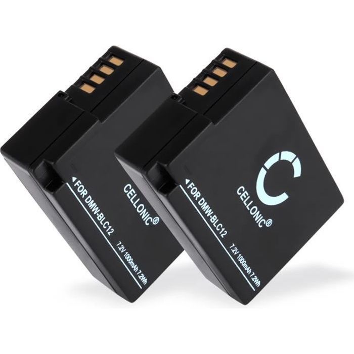 2 baterías para Panasonic Lumix DMC-FZ1000, -FZ200, -FZ2000, -FZ300, DMC-G5, -G6, -G7, -G70, -G81, DMC-GH2, DMC-GX8 - DMW-BLC12,