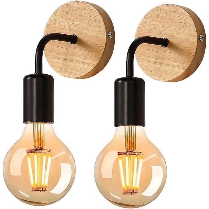 DELIPOP Set di 2 applique a LED moderne nere per comodino, camera da letto, soggiorno e corridoio (lampadine non incluse)