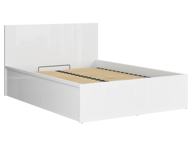 Łóżko Tetrix 140x200 ze stelażem i pojemnikiem biały połysk