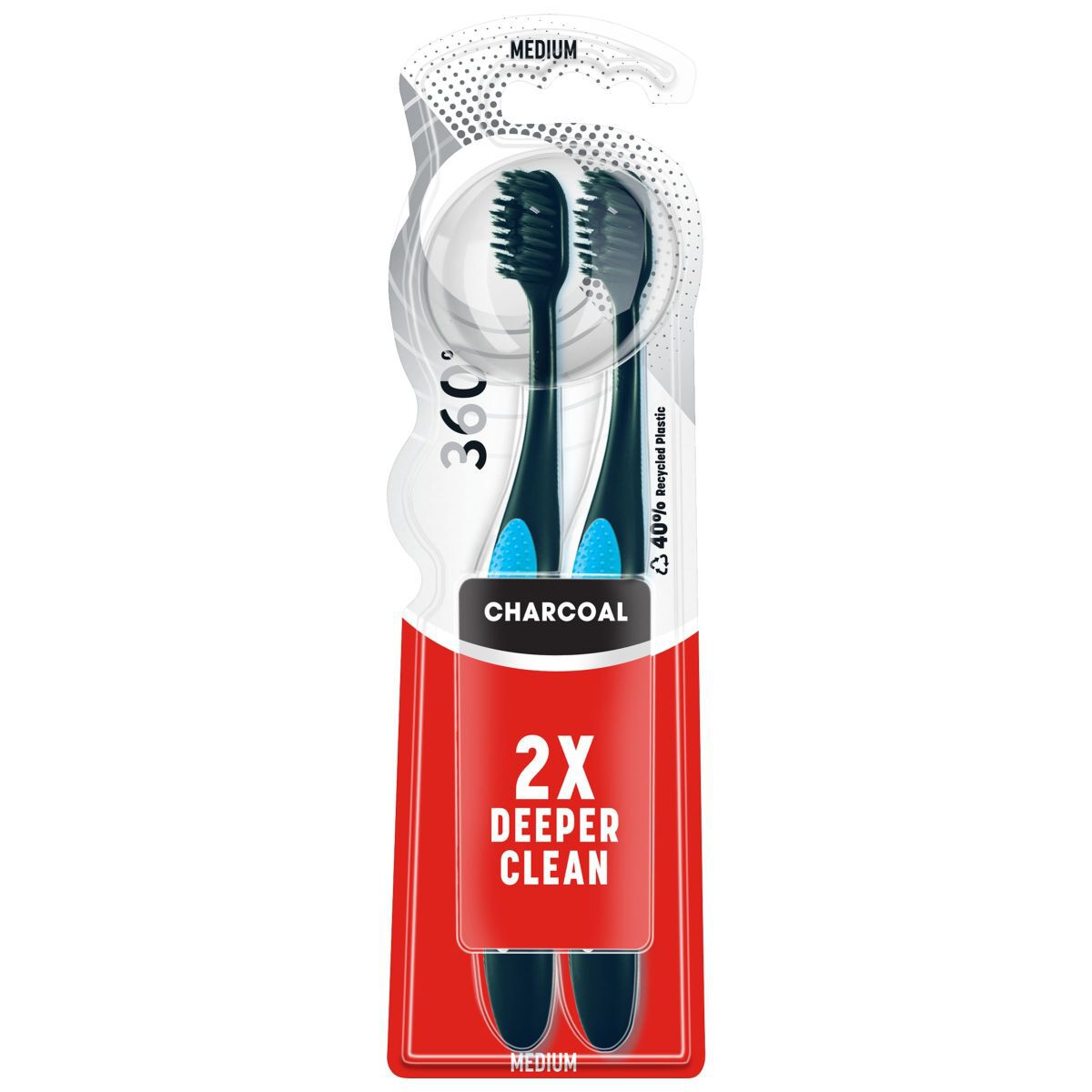 Colgate Medium Tandbørste 2 stk. 360° Sort