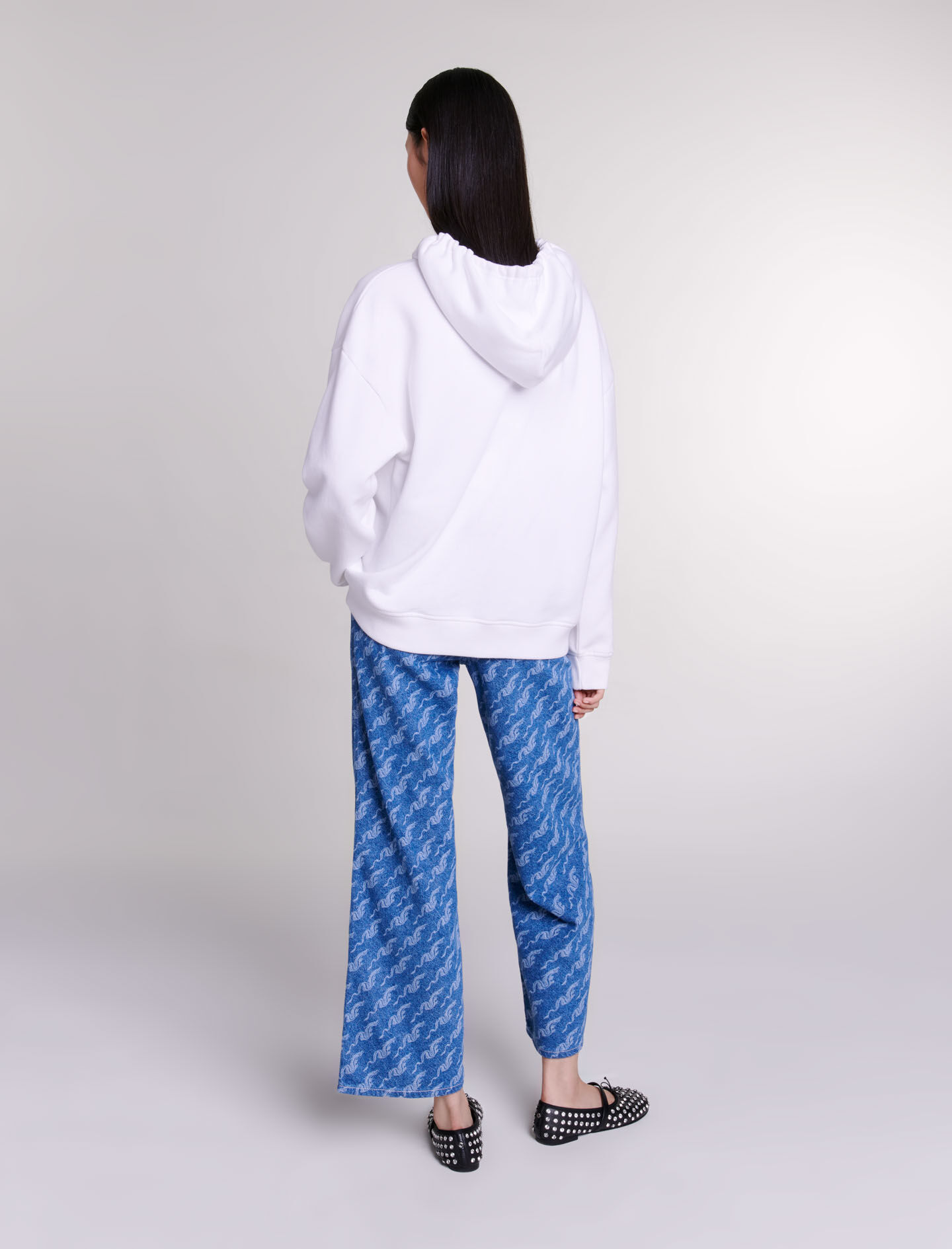 Oversized sweatshirt met strasssteentjes - Wit