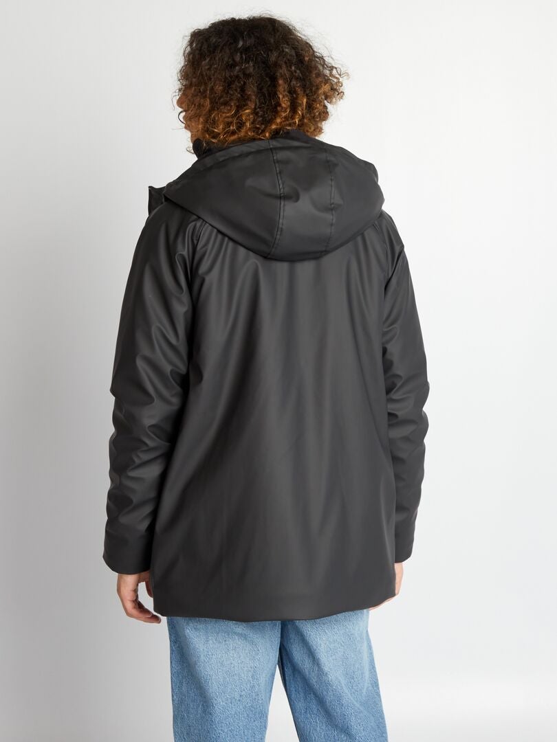 Waterdichte Sherpa parka met capuchon - Zwart
