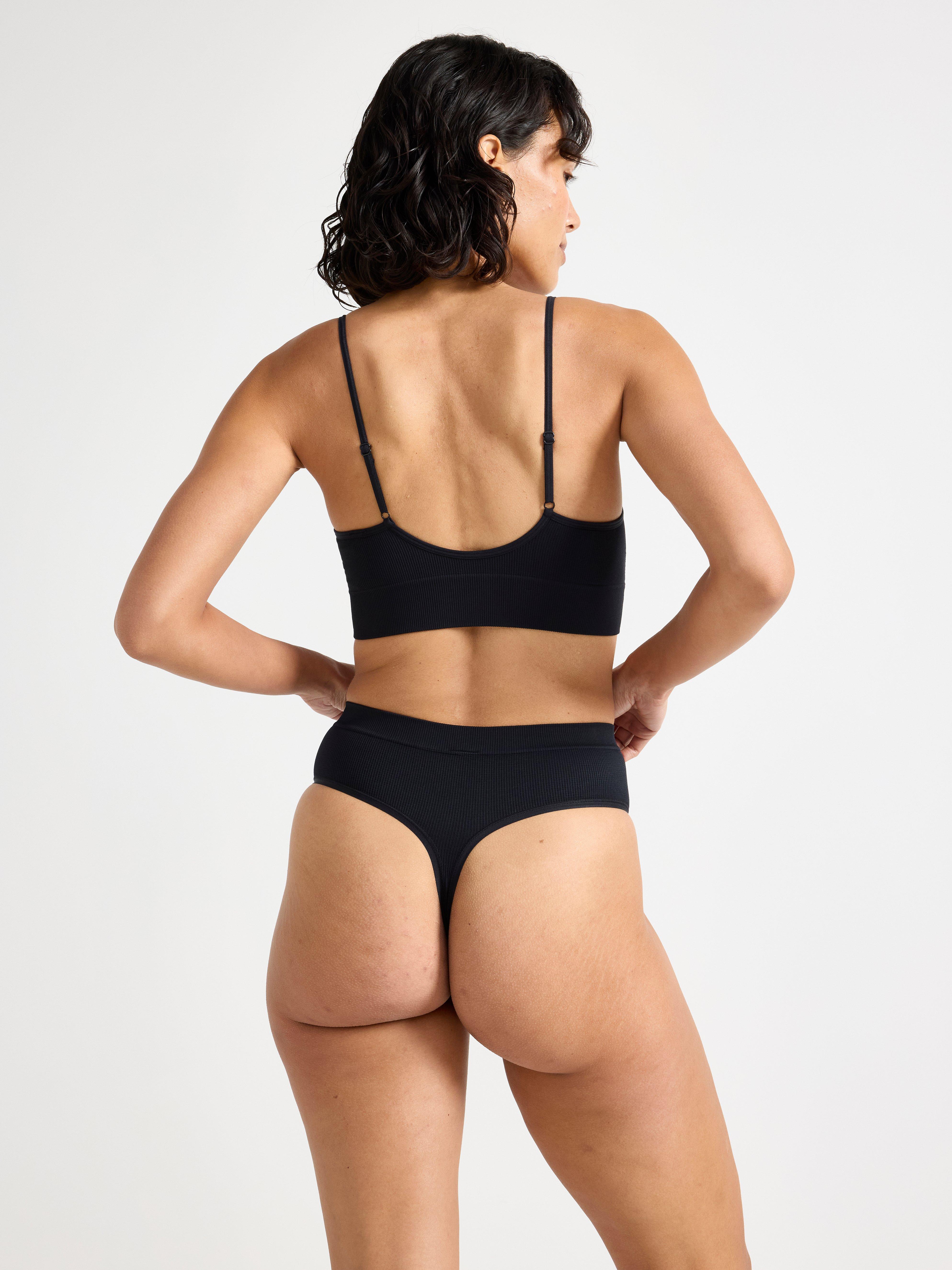 Ribbad sin costuras v-ringad soft-bh Negro