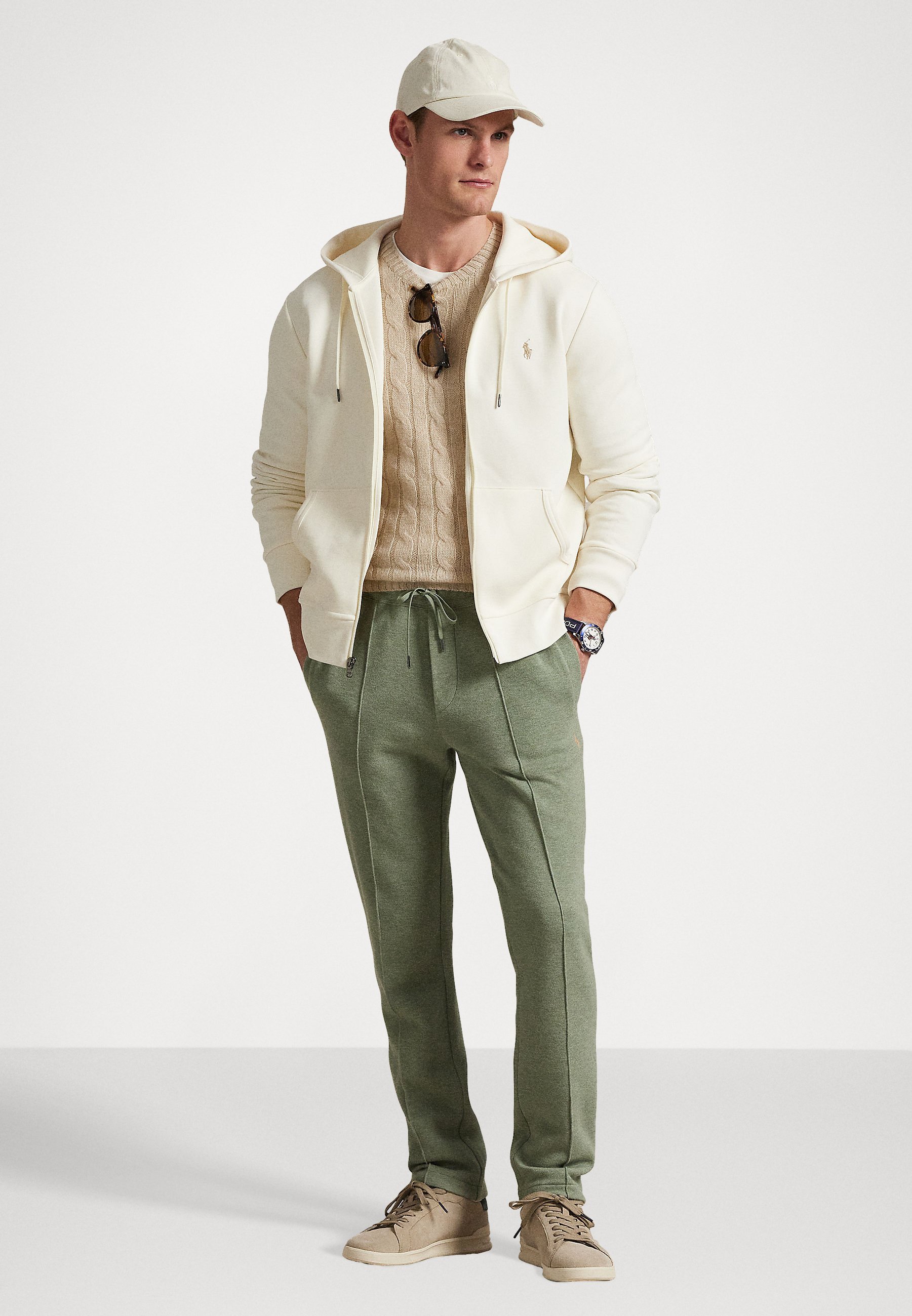 Sweat à capuche zippé Polo Ralph Lauren - crème pâle