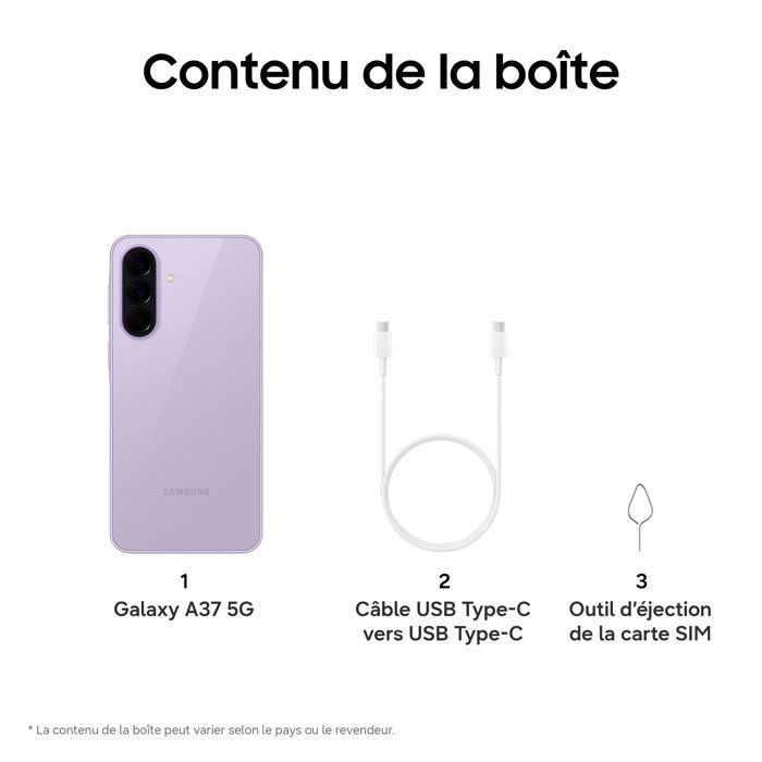 Smartphone SAMSUNG Galaxy A37 5G AI 256GB Lavanda - Versione francese