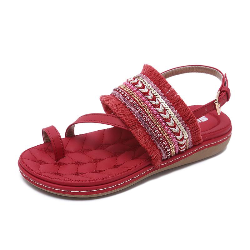 Sandales tendance pour femmes, grandes tailles, confortables, été, style européen, sandales plates à bout ouvert, chaussures de plage