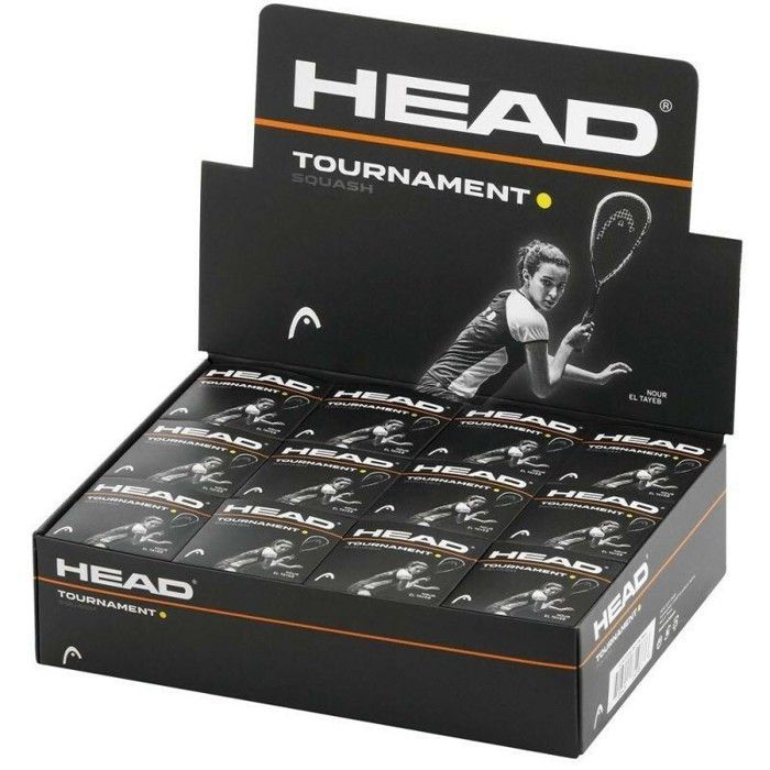Balle de squash avec point jaune simple Head Tournament (x12)