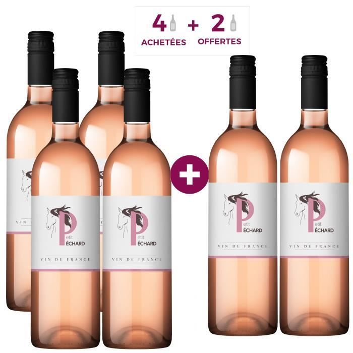 Compra 4 y llévate 2 gratis. Petit Péchard - Vin de France - Vino rosado Languedoc - 6 botellas de 75 cl