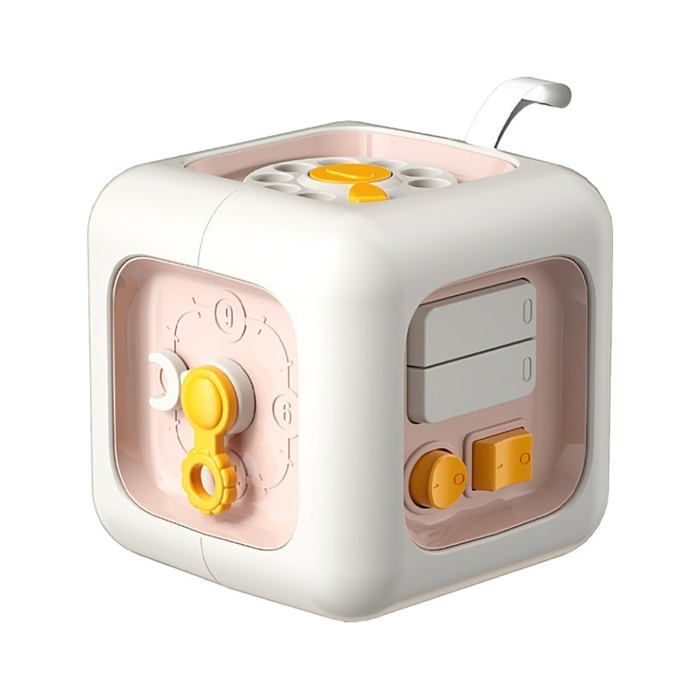 Cubo de actividades sensoriales Montessori para bebés de 1, 2 y 3 años - Juguete educativo de viaje rosa, regalo para niñas y niños.