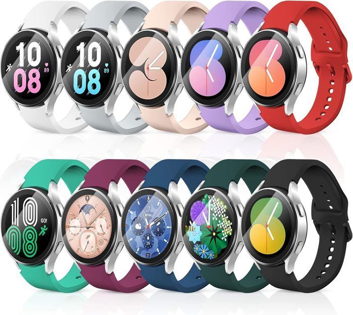 10pcs 20 mm Bracelets Compatible avec Samsung Galaxy Watch 6/ 6 Classic, Bracelet Silicone Soft pour Galaxy Watch 4/4 Classic/5/6/7