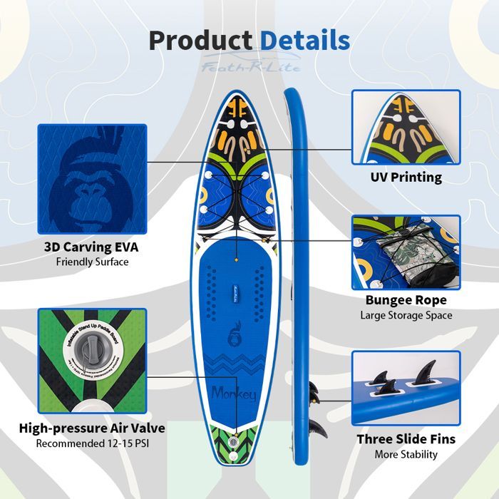 Tavola da surf gonfiabile FunWater per Stand-Up Paddleboarding, accessorio 335x84x15 cm - SUPFR01D Rosso