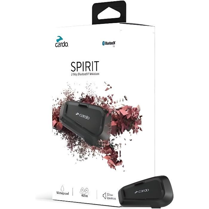 Intercom Bluetooth - Cardo - Spirit Solo - Étanche - Mise à jour sans fil - Rechargeable USB