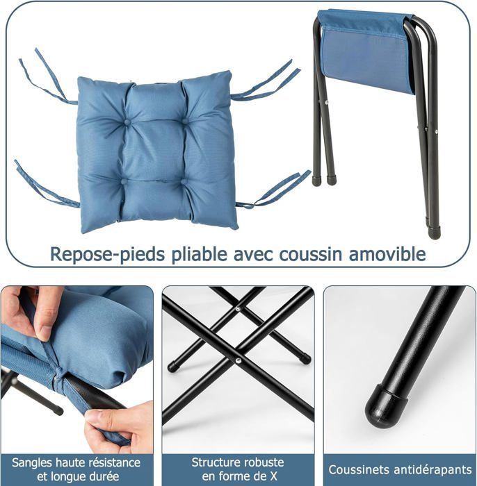 GIANTEX Fauteuil Relax avec Repose-Pied Pliable,Oreiller,Poche Latérale,Fauteuil Rembourré Moderne de Salon/Bureau,Charge