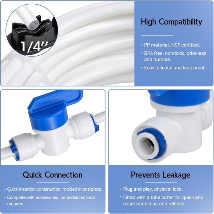 Kit de tubería de agua para refrigerador de 9,9 metros (32,8 pies), kit de tubería de agua de 6 mm (1/4 de pulgada) de diámetro exterior para sistema de filtro de agua