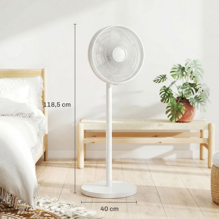 Pedestal fan - HOMCOM - 80° oscillation, adjustable height, 4 speeds, 10-hour timer - 40 x 40 x 118.5 cm - ABS - white