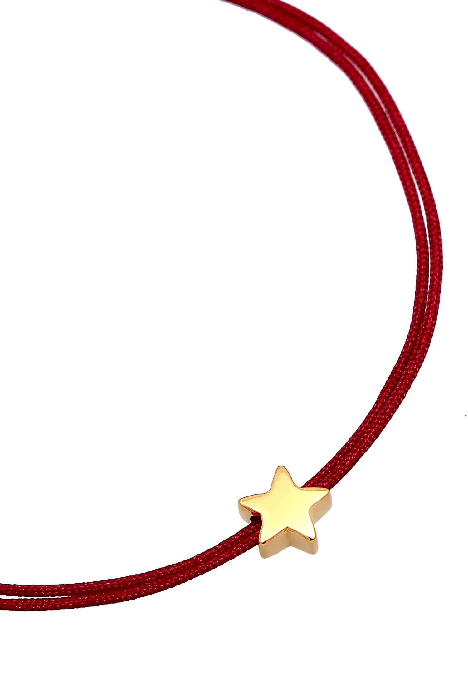 Elli Femmes symbole étoile astro avec nylon rouge foncé en Argent Sterling 925 plaqué Or
