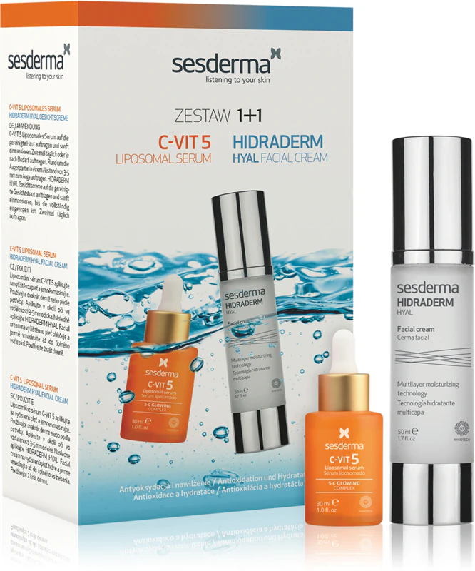 Kit Sesderma C-Vit 5 + Hidraderm Hyal para clareamento e hidratação - Conjunto de presente para presente