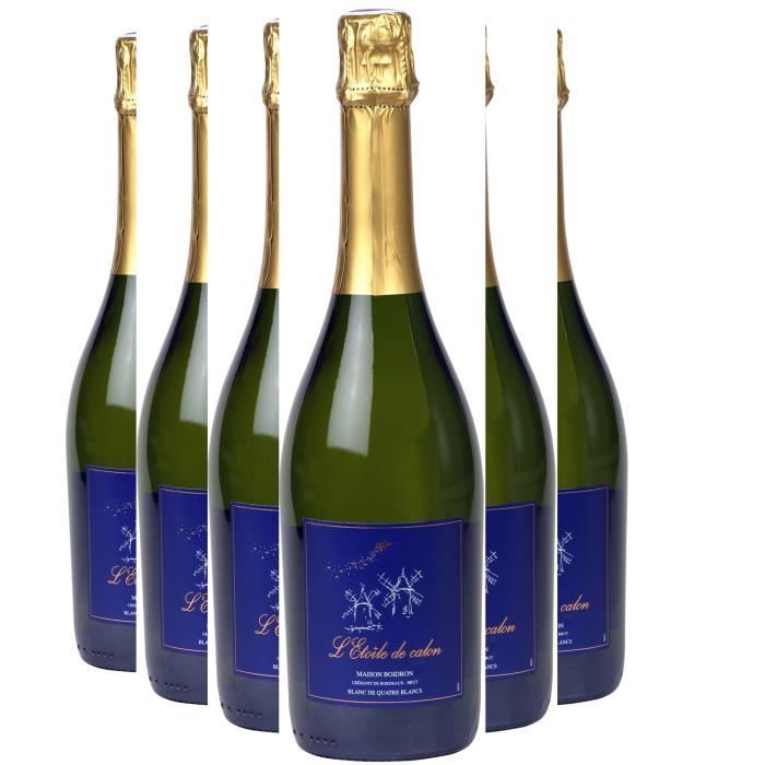 Crémant de Bordeaux L'Étoile de Calon Blanc de quatre Blancs Brut Blanc - Lot de 6x75cl - J.N. BOIDRON - Vin effervescent AOC Blanc