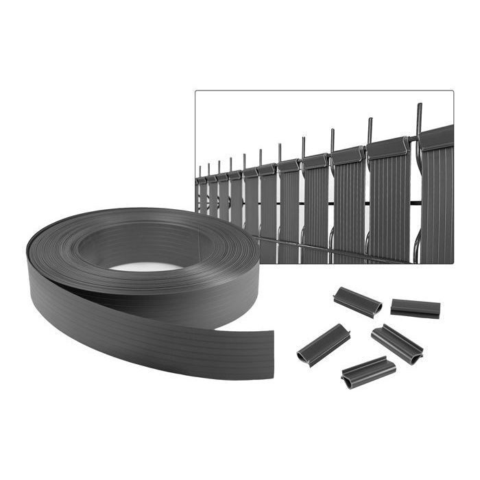 Lámina flexible de PVC en rollo - Casanoov - BALDO - 60 m - 46 mm de espesor - Gris - Para ocultar vallas o jardines