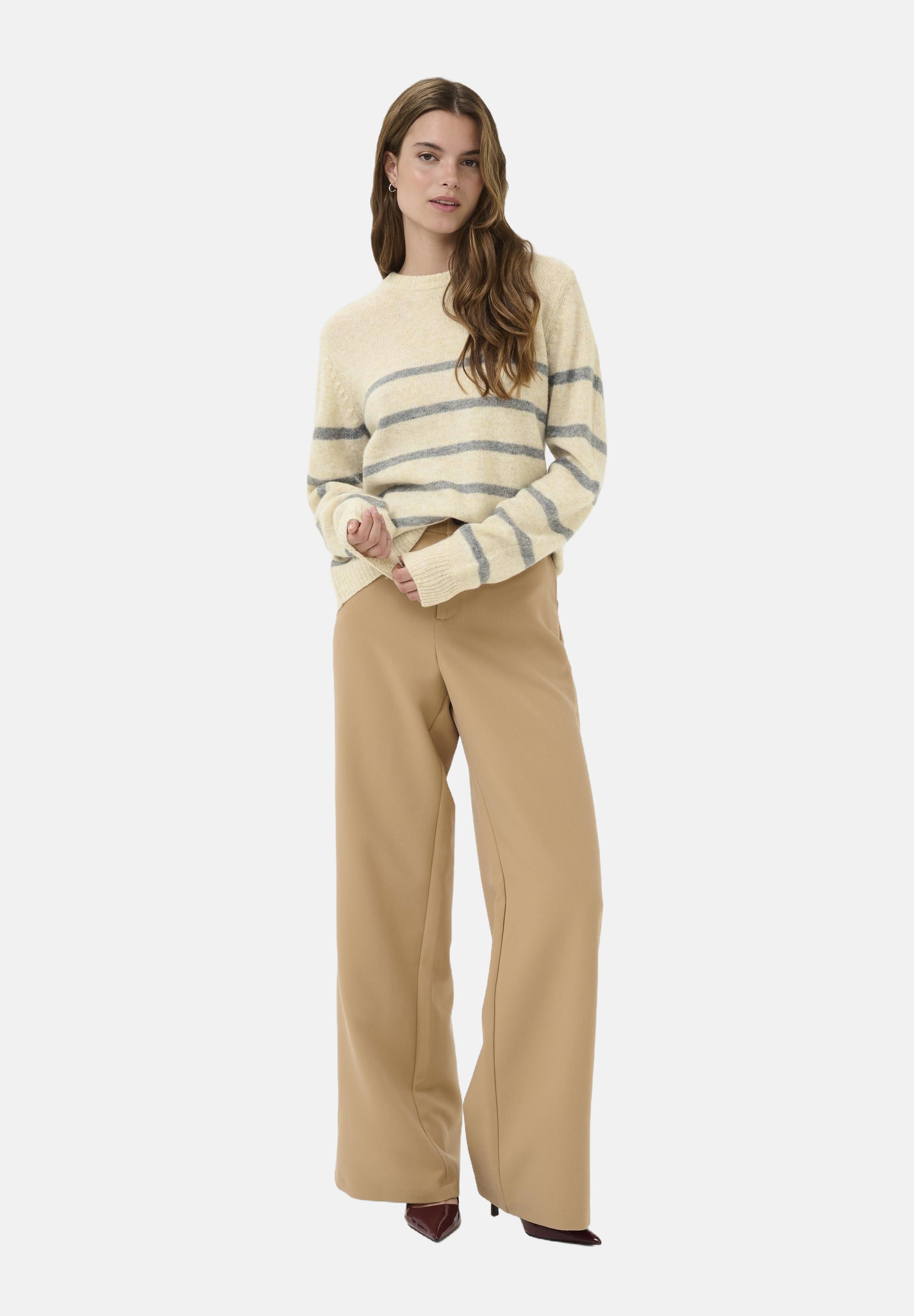 Pull Culture Jumper - rayures grises chinées à bonnet blanc