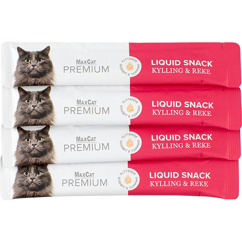 MaxCat Kattesnacks 4x14 g Kylling og reker flytende MaxCat