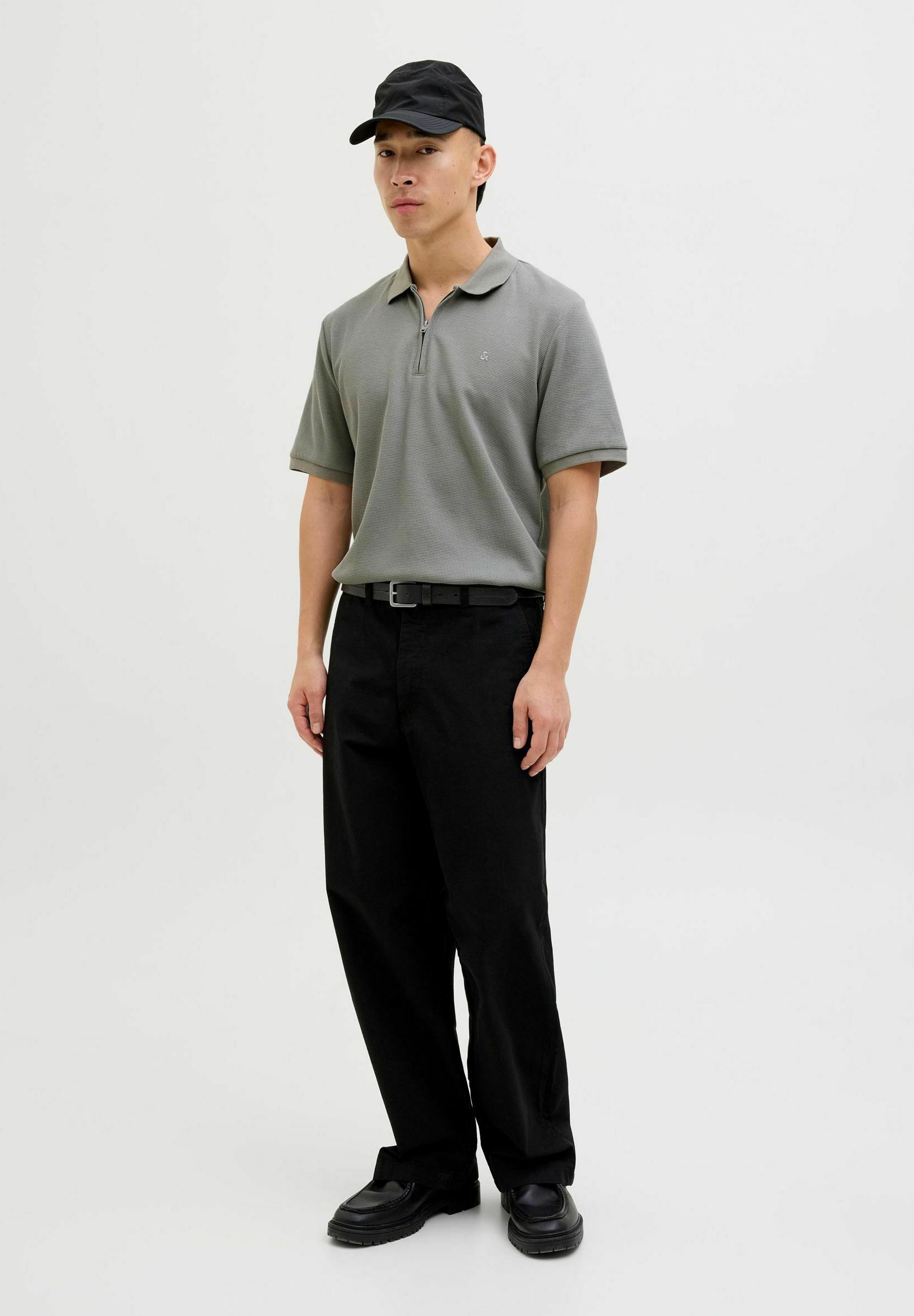 Polo Jack & Jones JJEAUSTIN ZIP SS NOOS - Gris ultime