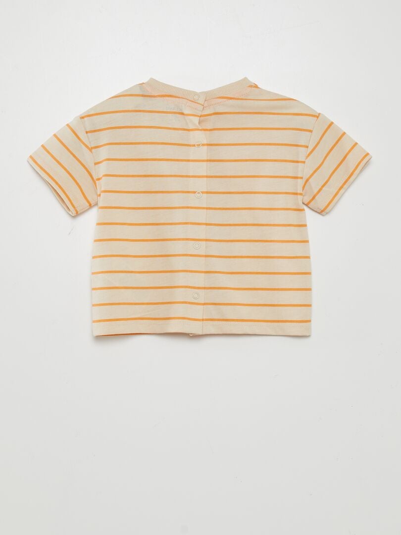 Gestreept T-shirt - beige